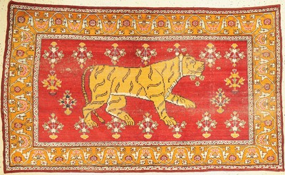 Tigerteppich, Ostturkestan, um 1920, Wolle geknüpft auf Baumwolle,ca, 210 x 125 cm, EHZ:3-4(Altersbedingter Zustand)