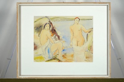 Hanns Fay, 1888 Frankenthal-1957 Neustadt, Badende, Aquarell über Bleistift, rechts unten signiert, ca. 26x33cm, PP, u.Gl., R. ca. 42x52cm