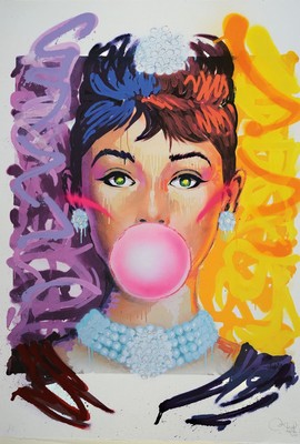Utopia, Konvolut aus 3 Werken, "Carnation Revolution", "I see you", "Audrey Hepburn bubble gum, Acryl/Papier, Giclee, Mixed ...