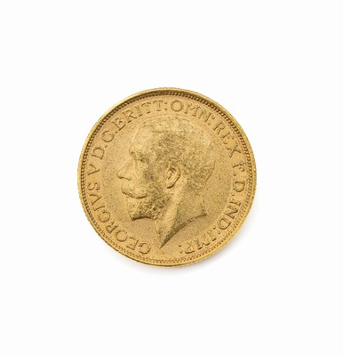 Goldmünze, Sovereign, Großbritannien, 1912, George V., RV: Heiliger Georg hoch zu Ross im Kampf mit dem Drachen