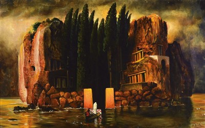 M. Böckler, Kopist des 20.Jh., nach Arnold Böcklins Leipziger Toteninsel (1886), Aufgriff der morbiden Atmosphäre der Toteninsel, interpretative ...