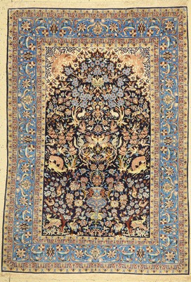 Esfahan fein, Persien, um 1960, Korkwolle mit und auf Seide, ca. 222 x 155 cm, EHZ: 2