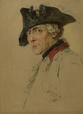 H. v. Bode, Maler des frühen 20. Jh., Porträt König Friedrich II. von Preussen, Öl/grobe Lwd, rechts unten signiert, ca. 80x59cm, ...