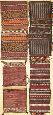 Konvolut aus 4 Doppeltasche, Persien, um 1920/1940, Wolle auf Wolle, ca. 127 x 60 cm, EHZ: 2-3