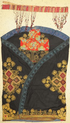 Uzbekischer Mantel und Band, Uzbekistan, um 1920/1930, Baumwolle, Mantel XL, Band ca. 230 x 10 cm, EHZ: 2
