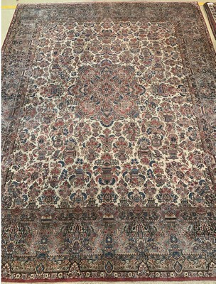 Palastteppich Us Re-Import Kerman Lawar antik ,Persien, um 1920, Wolle auf Baumwolle, ca. 630 x 485 cm, EHZ: 2-3