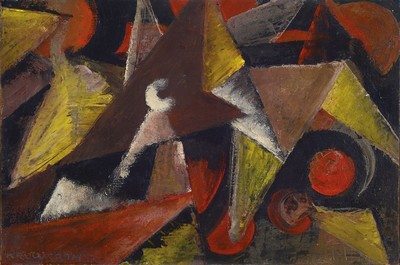 Günther Krewerth, 1921 Münster-1988, Abstrakte Komposition, Öl/Hartfaser, links unten signiert, ca. 30.5x45.5cm