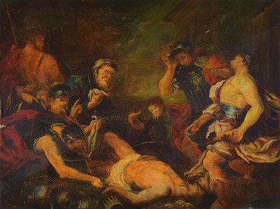 Unbekannter Künstler, 2. Hälfte 19. Jh., Kopie nach dem Gemälde: Alexander der Große vor dem getöteten Darius III. von Francesco Guardi ...