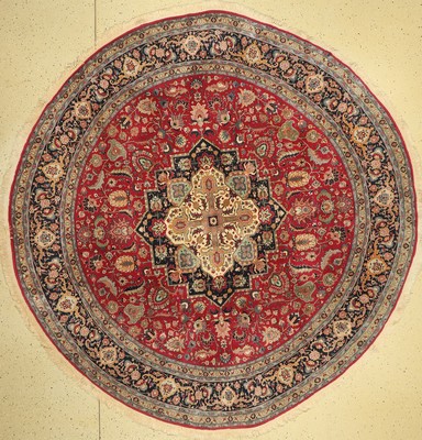 Täbriz fein rund, China, ca. 50 Jahre, Korkwolle, ca, 270 cm, EHZ: 2