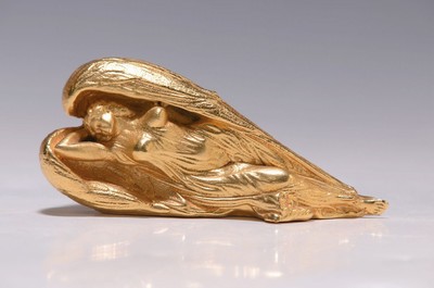 Ernst Fuchs, 1930-2015, Schutzengel, Bronze vergoldet, sign., num. 408, L. ca. 10cm