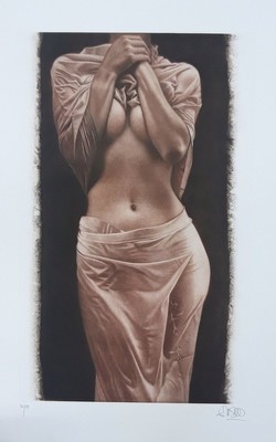 Willi Kissmer, 1951-2018, Rote Seide I, Radierung von 1995, signiert und num. 73/199, ca. 59x36cm, Werkverzeichnis Nr. 80