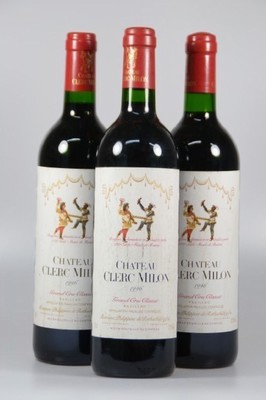 3 Flaschen Chateau Clerc Milon, 1996, Grand Cru Classe, Baronne Philippine de Rothschild, jeweils 75cl, Füllstand high fill