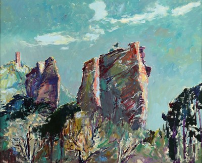 Karl Graf, 1902 Rothenburg o.d.Tauber-1986 Speyer, Studium in Nürnberg u. Berlin, "Maler der Weinstraße", Ansicht Felsen vor der Münz, ...