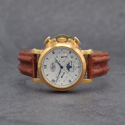 BURAN / POLJOT Aviator Herrenarmbanduhr mit Chronograph & Mondphase, Russland um 2007, Handaufzug, lim. Auflage v. 200 Stück, beids. vergl., verg. ...