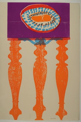 HAP Grieshaber, 1909-1981, orig. Farbholzschnitt aus der Mappe "Herbst der Wilhemstraßenkrämer" zum Buch von Willy Mexico "Zum ...