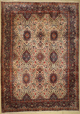 Yazd fein Signiert, Persien, um 1960, Korkwolle, ca. 360 x 260 cm, EHZ: 2-3