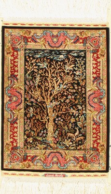 Sehr feiner Seiden Hereke(20 x 20), Signiert(Özipek), Türkei, um 1950, reine Naturseide, ca, 32 x 23 cm, ca, 4 Mio Kn/qm, EHZ:1(sehr guter ...