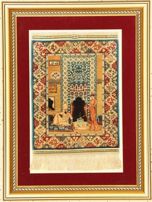 Sehr feiner Seiden Hereke(16 x 16), Signiert(Ghor Khan), Türkei, um 1950, reine Naturseide, ca, 36 x 27 cm, ca, 2,5 Mio Kn/qm, EHZ:1 (Sehr guter ...
