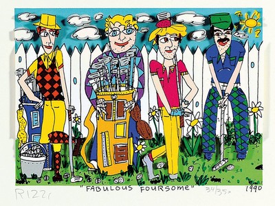 James Rizzi, 1950-2011, "FABULOUS FOURSOME", 3D-Konstruktion, handsign., num. 34/350, dat. 1990, unter Glas gerahmt, gesamt ca. 42,5x44 cm