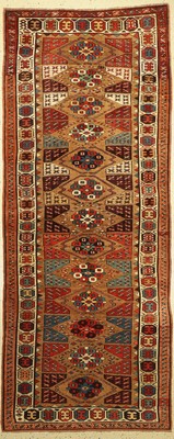 Antiker Nordwestpersischer, Teppich, um 1900, Wolle geknüpft auf Wolle, ca. 304 x 125 cm, EHZ: 2-3,(guter Zustand).