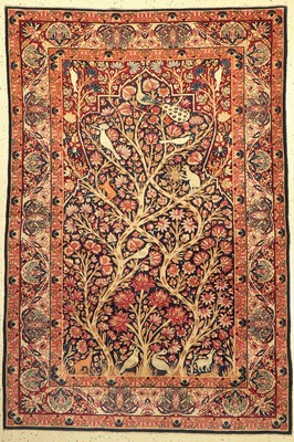 Antiker Kerman(Lebensbaum), Persien, um 1900, Wolle geknüpft auf Baumwolle, ca. 200 x 140 cm, EHZ: 2(sehr guter Zustand)