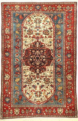 Weißgrundiger Antiker Farahan, Persien, um 1900, Wolle geknüpft auf Baumwolle, ca. 200 x 132 cm, (seltene Farbkombination), EHZ: 2-3, (guter ...