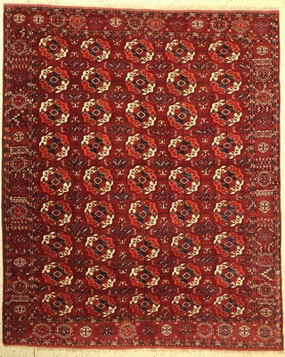 Antiker feiner Tekke, Hauptteppich, Turkmenistan, Mitte 19 Jhd., Wolle geknüpft auf Wolle, mit klassichen Tekke Göls, ca, 250 x 205 cm, EHZ: ...