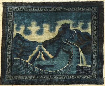 Antiker Pao Tow (Chinesische Mauer), China,1920, Wolle geknüpft auf Baumwolle, ca. 200 x 163 cm, EHZ:2(einige Florfehlstellen).
