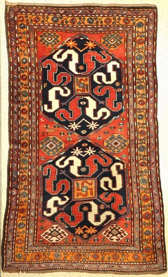 Chondzoresk Kazak antik, (Wolkenband Kazak), Südkaukasus, um 1900, Wolle geknüpft auf Wolle, ca, 244 x 148 cm, EHZ:2-3(guter Zustand)
