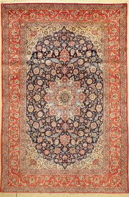 Esfahan fein, Persien, ca. 60 Jahre, Korkwolle auf Seide, ca. 298 x 199 cm, EHZ: 2