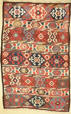 Antiker Schirwan Kelim, Ostkaukasus, 19 Jhd., Wolle gewebt auf Wolle, ca. 256 x 170 cm, EHZ: 3, (Altersbedingt guter Zustand).