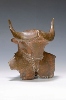 Gernot Rumpf, geb. 1941 Kaiserslautern, Stierkopf, Bronzeskulptur, signiert und dat. Rom 1973, H. ca. 22cm