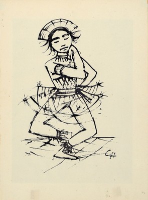 Karl Hofer,1878-1955, Javanische Tänzerin, Lithographie von 1921, ca. 28x20cm, u.Gl., R. ca. 31x25cm