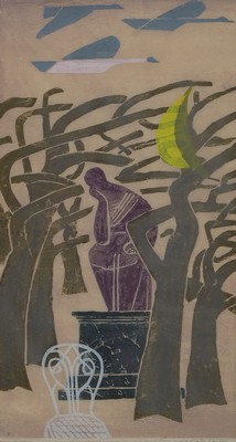 Rolf Müller-Landau, 1903-1956, Monotypie, rechts unten handsign., ca. 47x26cm, u.Gl., R. ca. 65x43cm