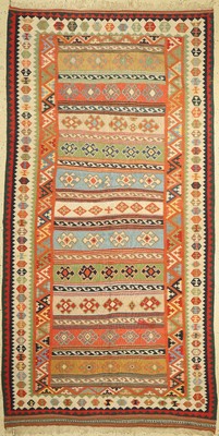 Ghaschgai Kelim, Persien, um 1940, Wolle auf Wolle, ca. 300 x 155 cm, EHZ: 2, (kleiner Fleck)