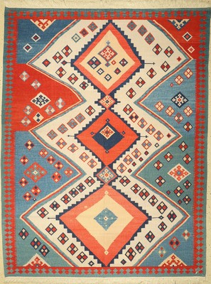 Azeri Kelim, Türkei, ca. 50 Jahre, Wolle auf Wolle, ca. 280 x 215 cm, EHZ: 2