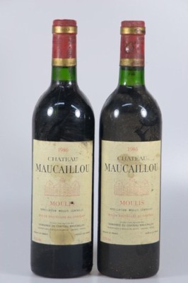 10 Fl. 1986 Chateau Maucaillou, Moulis, 75cl, top shoulder, nicht verkostet, mit Alters- und Gebr.-schäden, aus einer Weinkellerauflösung