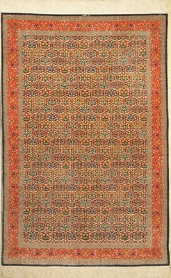 Feiner signierter Seiden Hereke, Türkei, um 1960, reine Naturseide, ca. 240 x 158 cm, ca,1 Mio Kn/qm, EHZ: 2(guter Zustand).