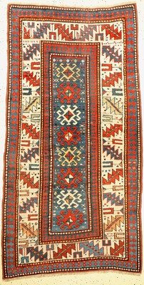 Borchalu Kazak antik, Südwestkaukasus, 19 Jhd, Wolle geknüpft auf Wolle ca, 206 x 110 cm, EHZ:3(guter Zustand,kleine Trittfalte).
