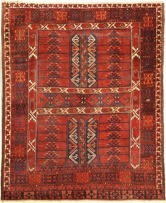 Antiker Ersari Engsi, Turkmenistan, 19 Jhd., Wolle geknüpft auf Wolle, ca. 183 x 152 cm, EHZ: 3(guter Zustand).