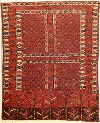 Antiker Yomud Engsi, Turkmenistan, 19 Jhd.,Wolle geknüpft auf Wolle, ca. 166 x 136 cm, EHZ: 2-3(guter Zustand).
