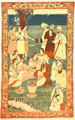 Feiner Kork Keschan (Bildteppich), Persien, um 1940, Korkwolle geknüpft auf Baumwolle ca. 212 x 134 cm, EHZ:2(guter Zustand).