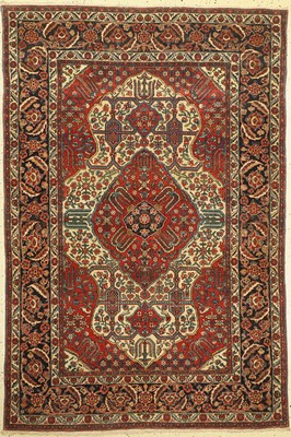 Antiker Keschan Mohtascham, Persien, um 1900, Korkwolle geknüpft auf Baumwolle, ca. 201 x 136 cm, EHZ:3(gleichmäßig niedriger Flor)