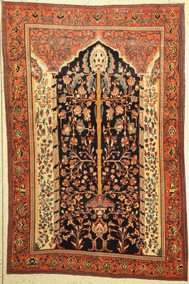 Antiker Sarogh Farahan, Persien, um 1900, Wolle geknüpft auf Baumwolle, ausgefallener Farahan mit Baummotiv, ca, 198 x 130 cm, EHZ: 3 ...