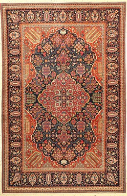 Feiner Keschan Dabir Sanayeh, Persien, um 1920, Korkwolle geknüpft auf Baumwolle, ca, 204 x 134 cm, EHZ:2-3(guter Zustand).