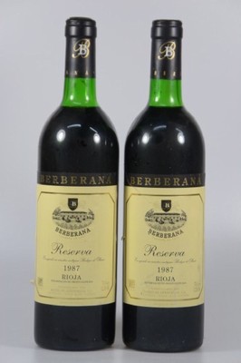 10 Fl. 1987 Berberana, Reserva, Rioja Alta, Spanien, 0.75 l, Etiketten und Flaschen mit l. Alters- und Gebr.-spuren, mid shoulder - top shoulder, ...