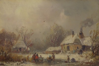 Adolf Stademann, 1824 München-1895 ebenda, Sohn von Ferdinand Stademann, Schüler von Carl August Lebschee u. Moritz Lotze, hier: Eisvergnügen, ...