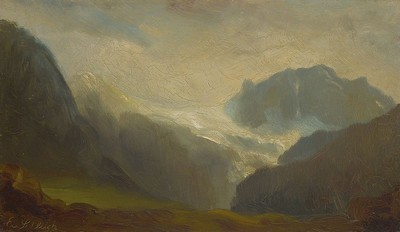 Eduard Schleich, 1812 Schloss Haarbach-1874 München, Münchner Schule, Landschaftsstudie, Hochgebirgslandschaft unter Berücksichtigung der Faktoren ...
