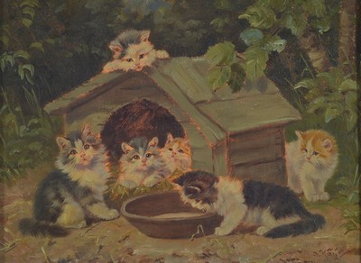 Benno Kögl, 1892 Greding-1973 Nymphenburg, bekannt als "Katzenkögl", Münchner Schule, Schüler von Philipp Röth u. Hans von Hayek, ...