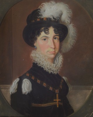 Zuschreibung: Johann Baptist Hirschmann, 1770 Burgkundstadt-1829, Pastell- u. Miniaturenmaler, hier: Porträt Auguste Amalie von Bayern nach dem ...